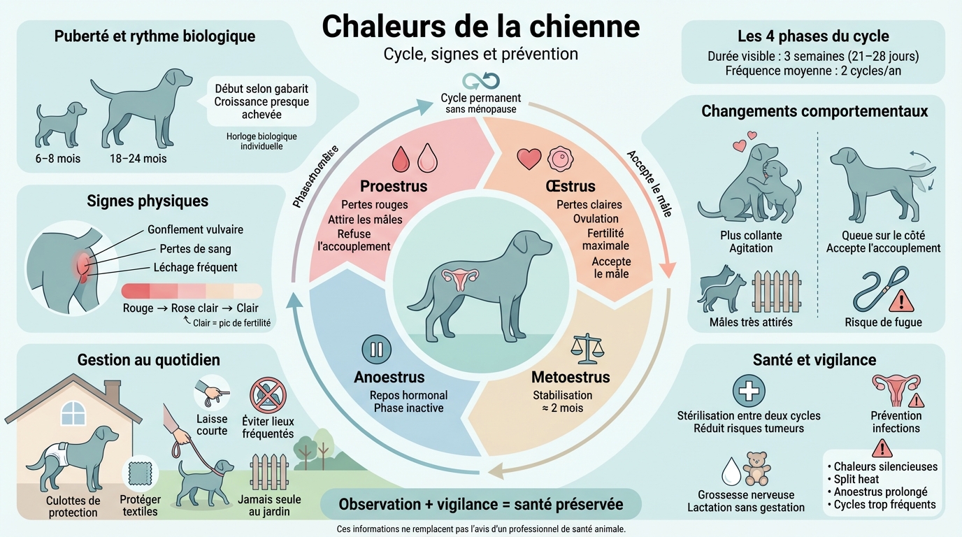 Infographie : Chaleurs de la chienne signes, durée et cycle sexuel!