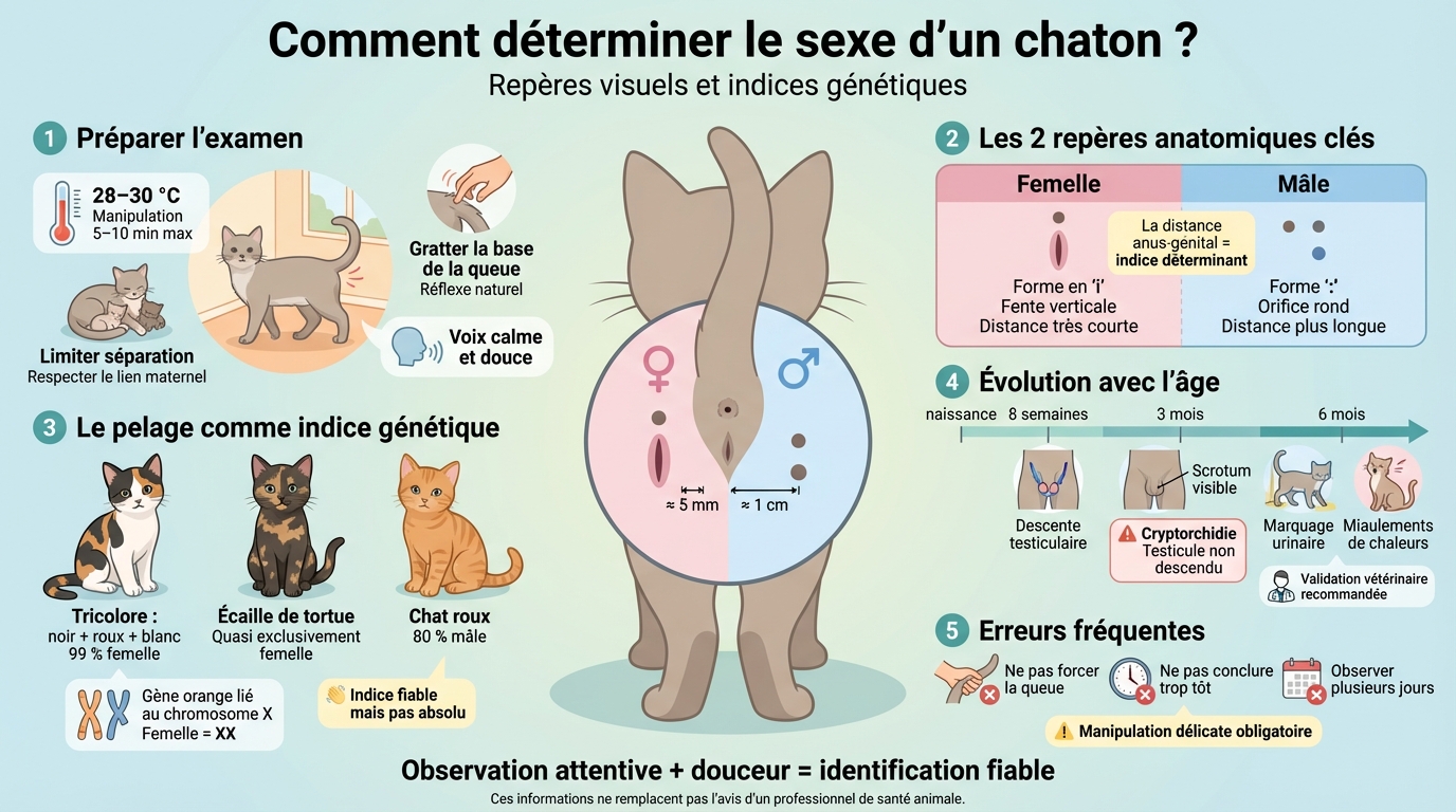 infographie : déterminer le sexe de son chat ou chaton
