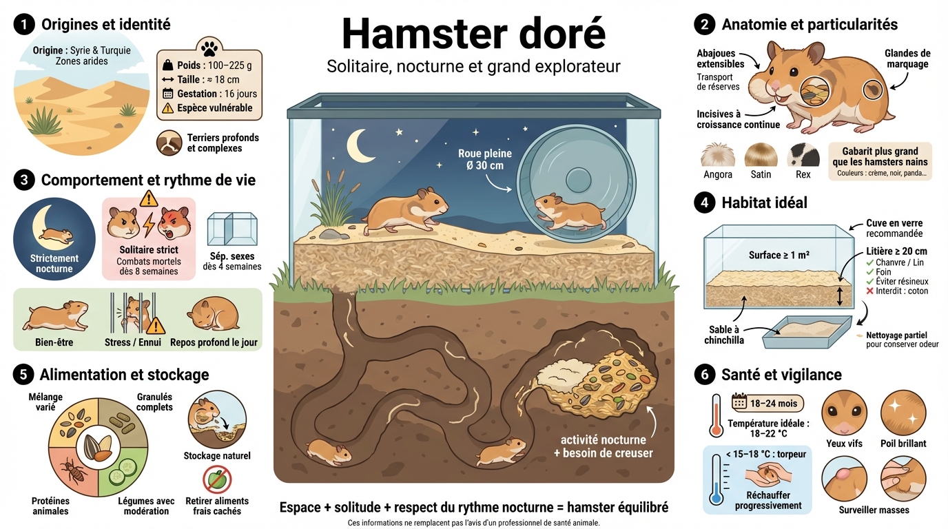 infographie Hamster doré tout savoir sur son habitat et ses besoins