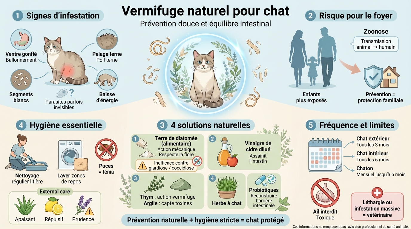 infographie : quel vermifuge naturel pour chat choisir pour son bien-être!
