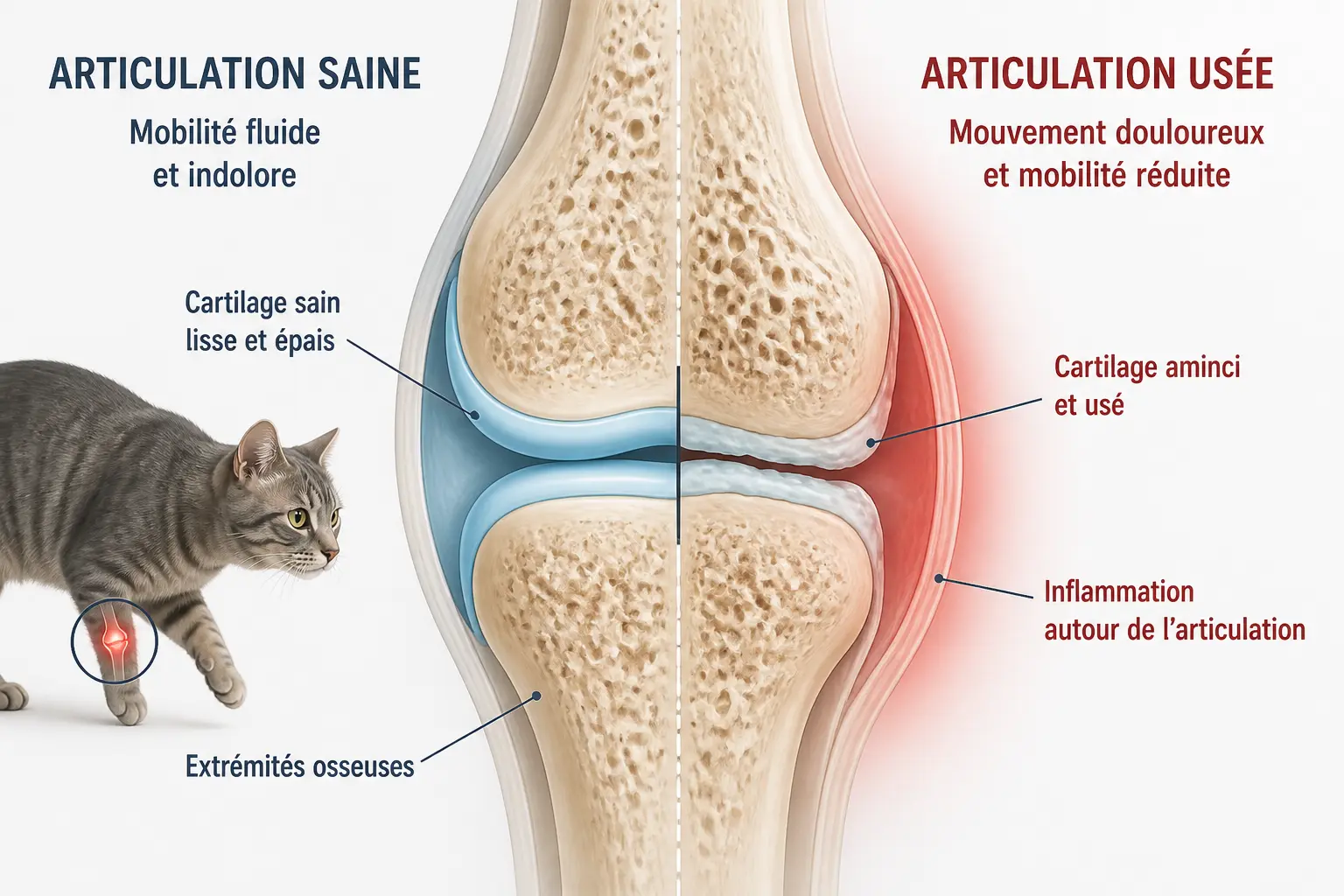 Arthrose chez le chat : ce qui se passe vraiment dans l’articulation