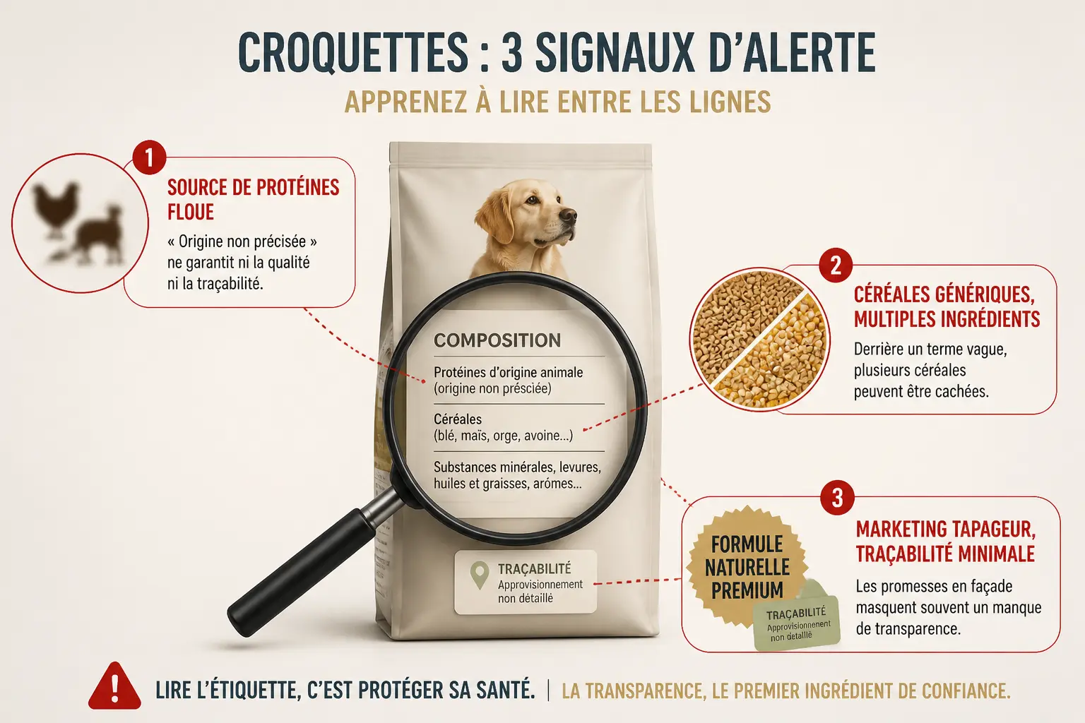 Croquette chien à éviter : la réponse rapide avec 7 signaux d’alerte