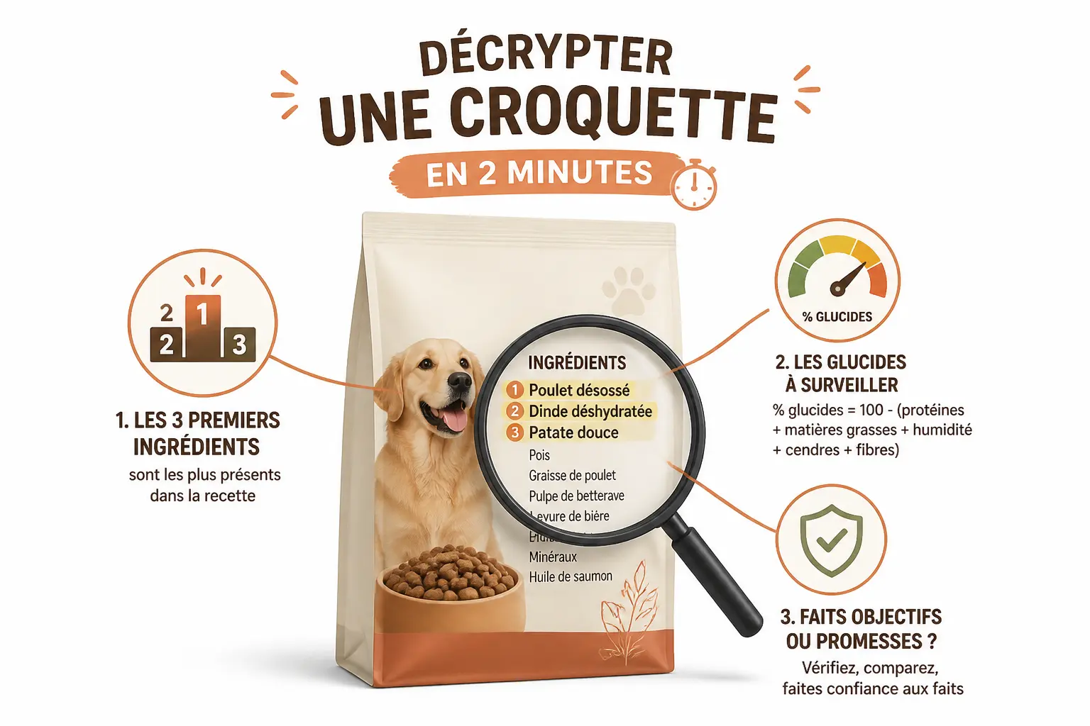Lire une étiquette de croquettes en 2 minutes sans se faire piéger