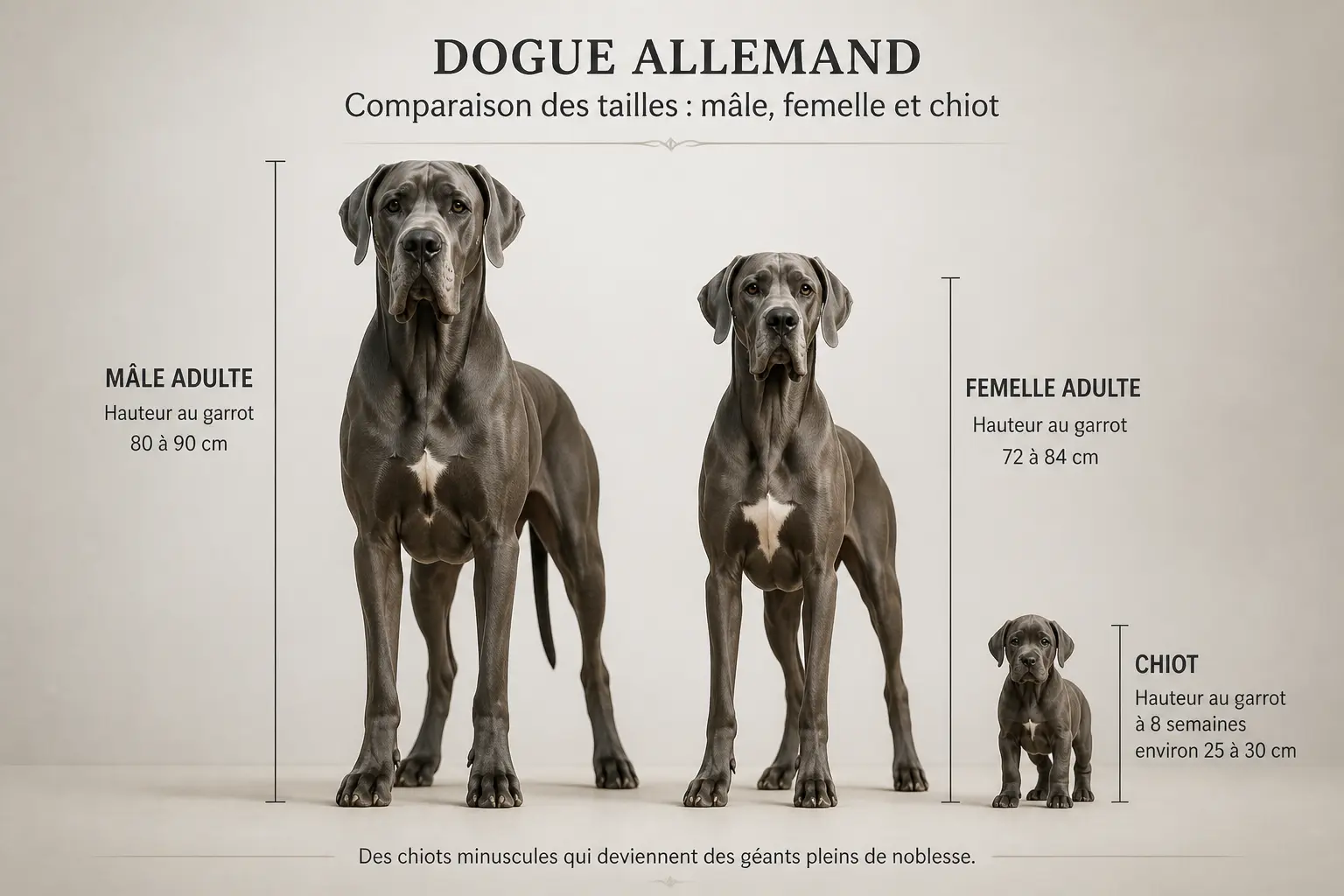 Dogue allemand taille : réponse rapide et chiffres utiles