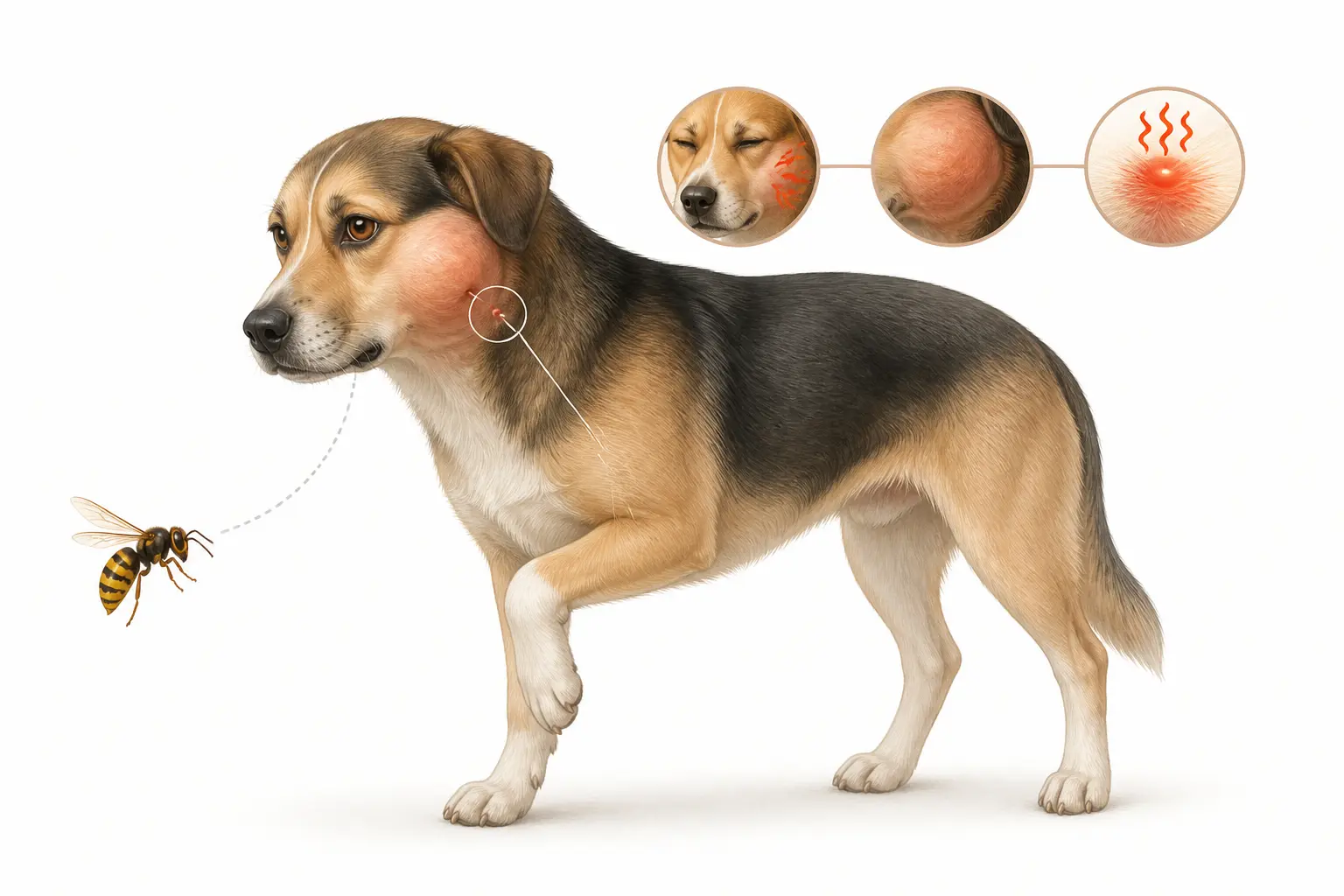 Piqûre de frelon asiatique chez le chien : ce qui est normal, et ce qui ne l’est pas