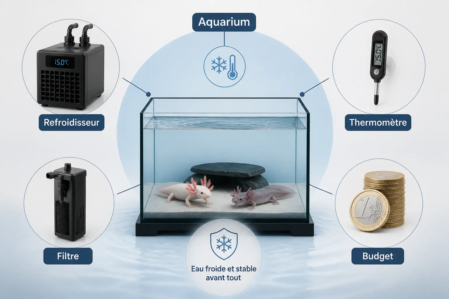 Le vrai budget de départ : aquarium, eau froide et matériel