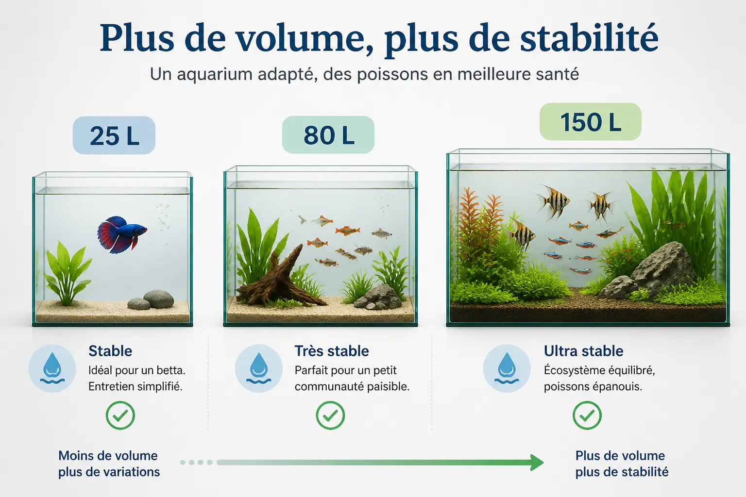 Poisson aquarium : commencez par le volume, pas par la couleur