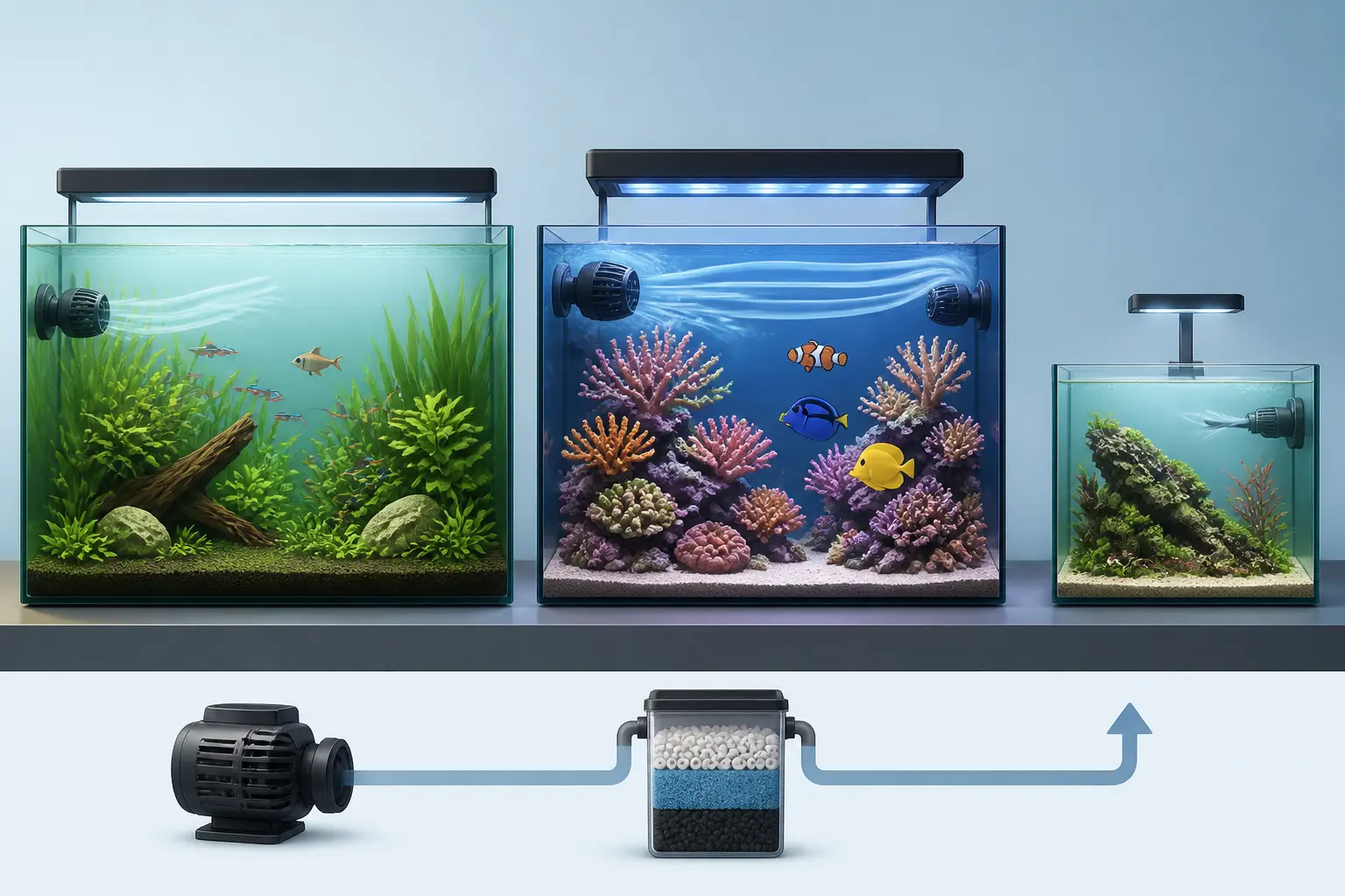 Choisir selon votre bac, vos poissons et votre circuit de filtration